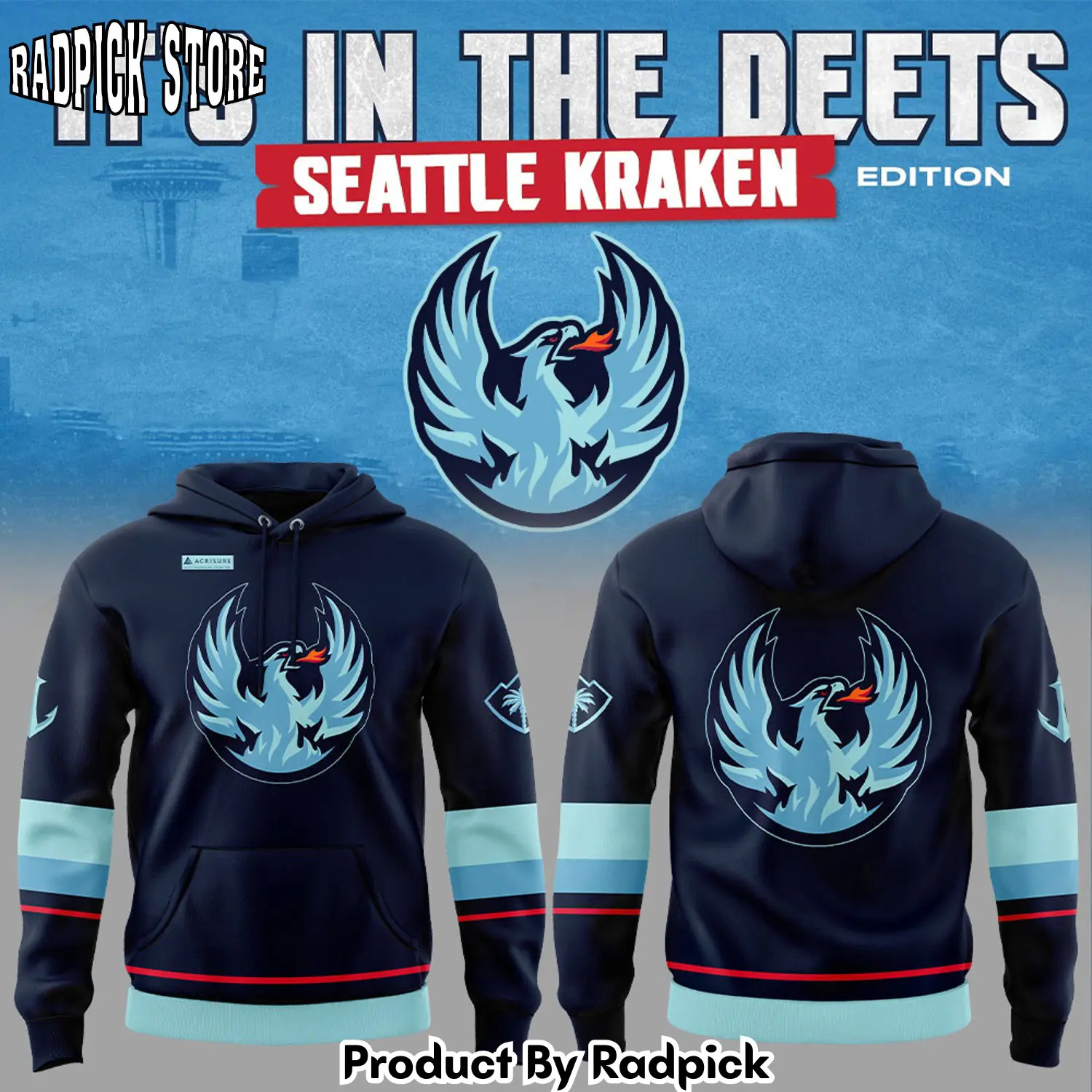 Coachella valley firebirds seattle kraken edition hoodie joggers hoodie and long pants set rp291821